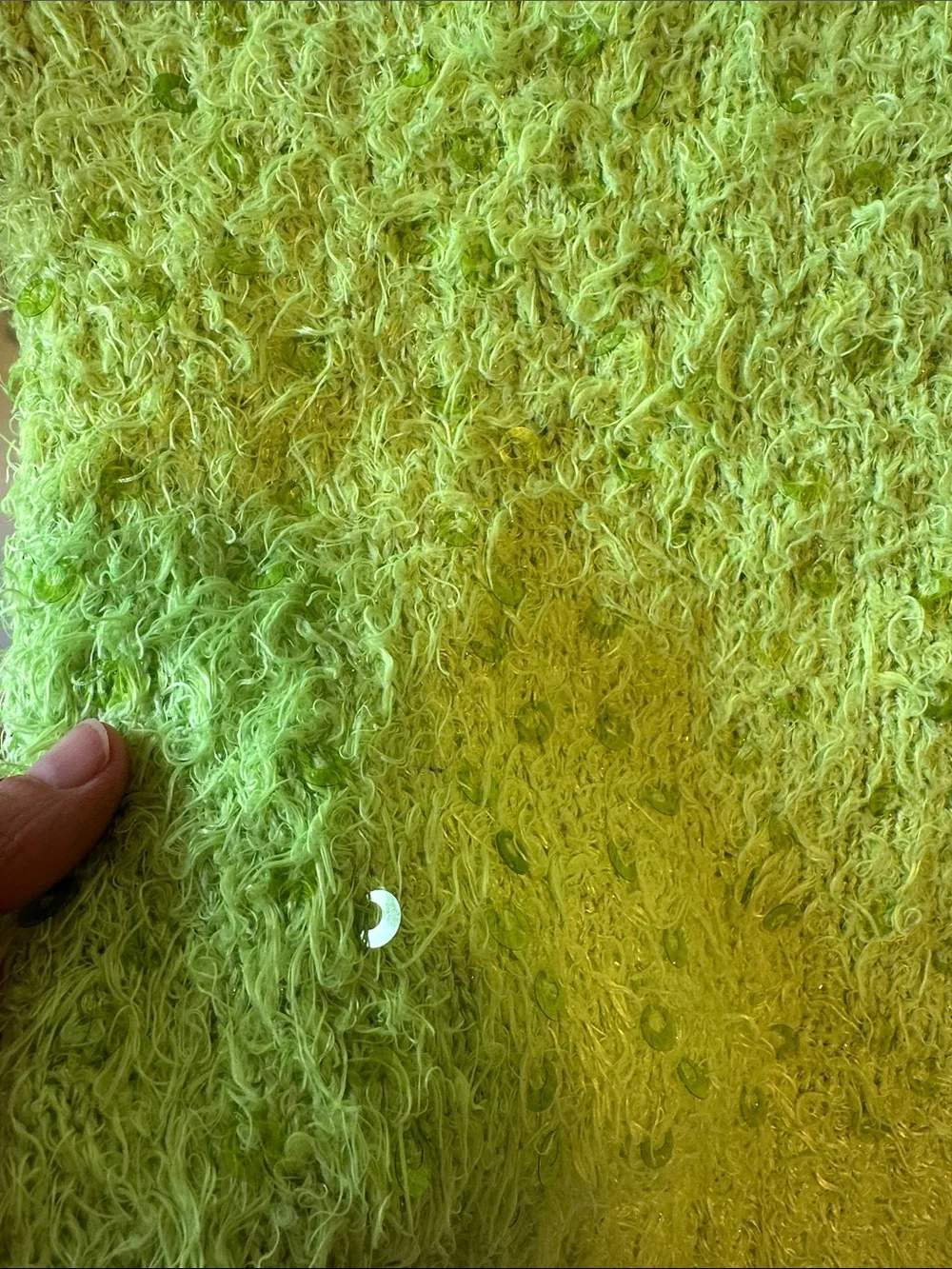 Justice Neon Green Fuzzy Crewneck Sweater